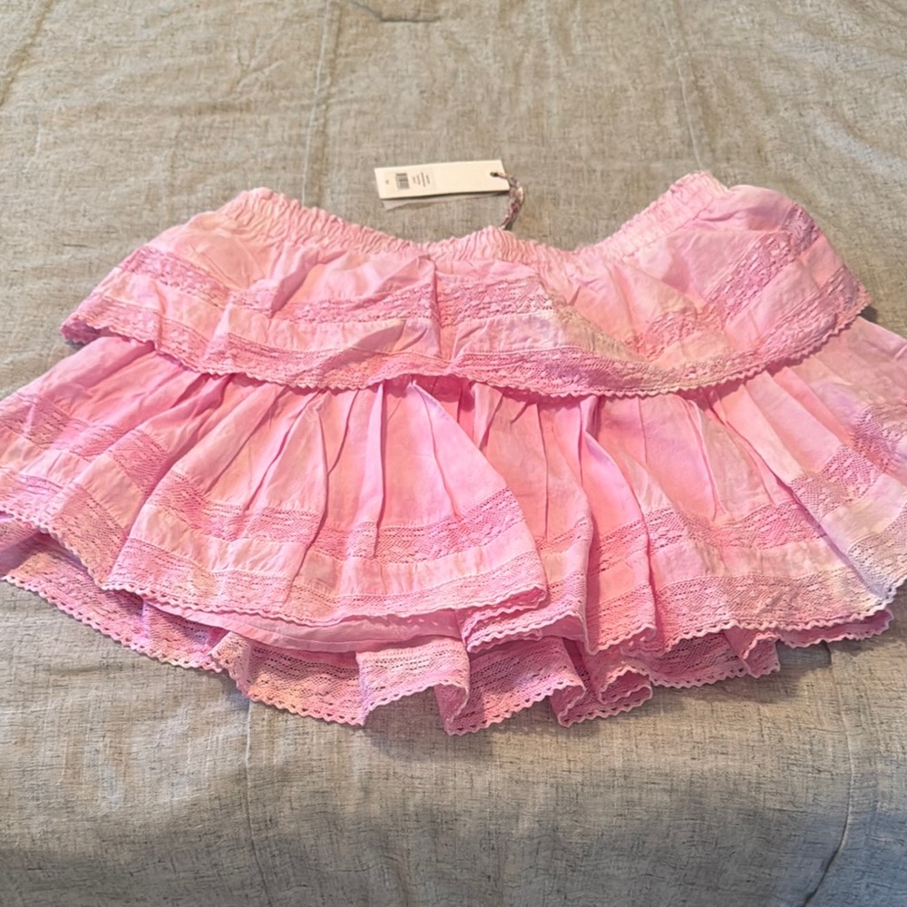 Pink Bubble Mini Skirt with Ruffled Tiers